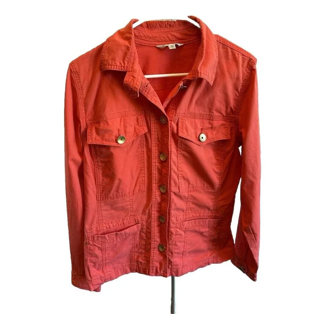 CAbi 727 Taylor‎ Ruffle Back Jacket In Lobster Medium Pockets - Picture 2 of 13